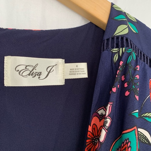 Eliza J flutter sleeves fit and flare tiered floral dress - Picture 5 of 8